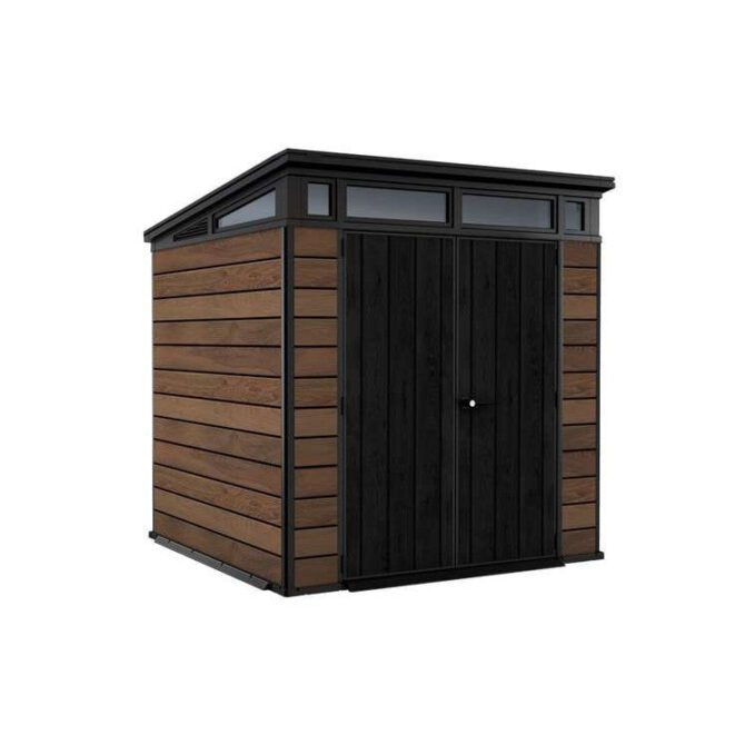 Keter 7′ x 7′ Walnut Signature Pent Plastic Shed – Walnut Woodlook-oakleysgardenmachine- Free shipping