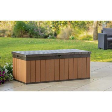 Keter Darwin 380L Plastic Storage Box – Brown-oakleysgardenmachine- Free shipping