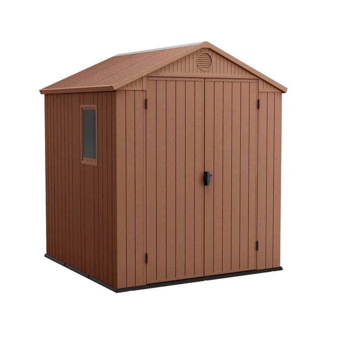 Keter 6’x6′ Darwin Heavy Duty Plastic Garden Shed – Brown-oakleysgardenmachine- Free shipping