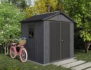 Keter 7.5′ x 7′ Newton Plus Front Entry Plastic Shed – Dark Grey-oakleysgardenmachine- Free shipping