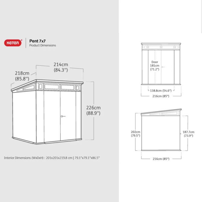 Keter 7′ x 7′ Ashwood Signature Pent Plastic Shed – Woodlook-oakleysgardenmachine- Free shipping