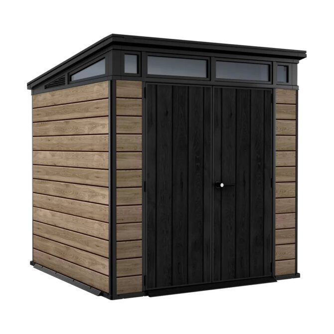 Keter 7′ x 7′ Ashwood Signature Pent Plastic Shed – Woodlook-oakleysgardenmachine- Free shipping