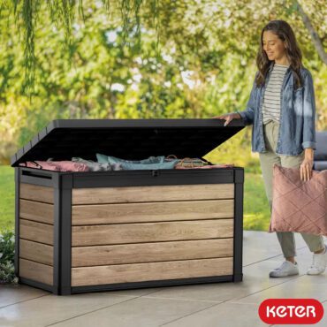 Keter Ashwood Signature 570 Litre Outdoor Plastic Storage Deck Box-oakleysgardenmachine- Free shipping