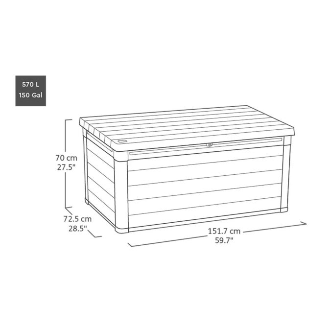 Keter Ashwood Signature 570 Litre Outdoor Plastic Storage Deck Box-oakleysgardenmachine- Free shipping