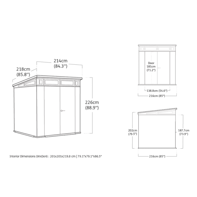 Keter 7’x 7′ Artisan Heavy Duty Plastic Pent Shed – Grey-oakleysgardenmachine- Free shipping