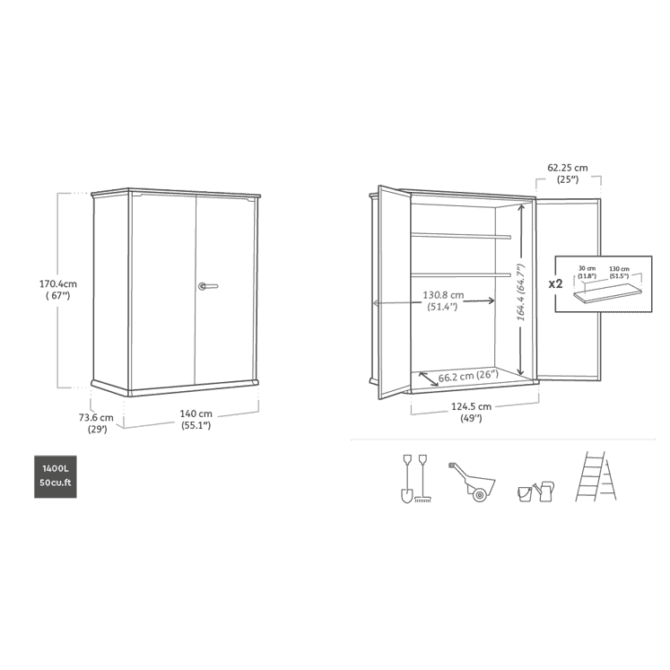 Keter 4.5′ x 2′ Walnut Signature Heavy Duty Vertical Plastic Garden Shed with Shelves – Walnut-oakleysgardenmachine- Free shipping