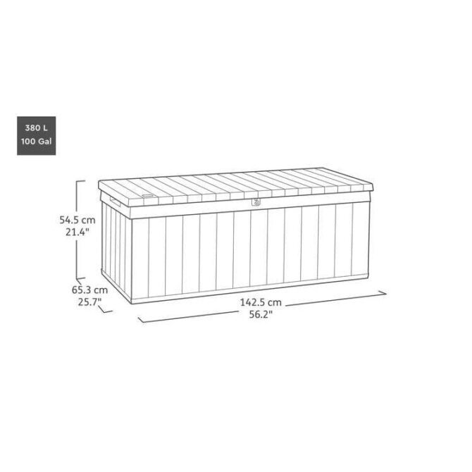 Keter Darwin 380L Plastic Storage Box – Grey-oakleysgardenmachine- Free shipping