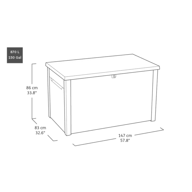 Keter Java 870 Litre Plastic Storage Box ? Grey-oakleysgardenmachine- Free shipping