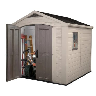 Keter 8’x8′ Factor Heavy Duty Plastic Garden Shed – Beige-oakleysgardenmachine- Free shipping