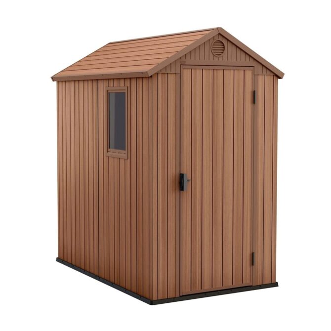 Keter 4’x6′ Darwin Heavy Duty Plastic Garden Shed – Brown-oakleysgardenmachine- Free shipping