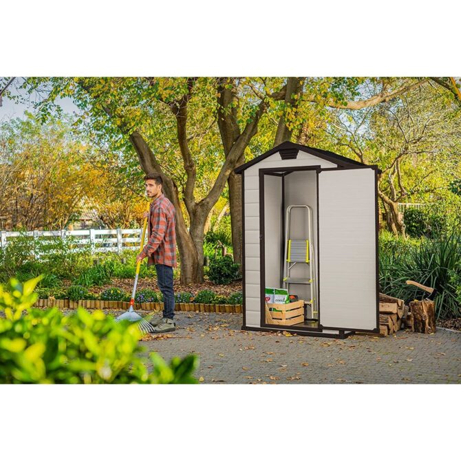 Keter 4′ x 3′ Manor Plastic Garden Storage Shed – Beige-oakleysgardenmachine- Free shipping