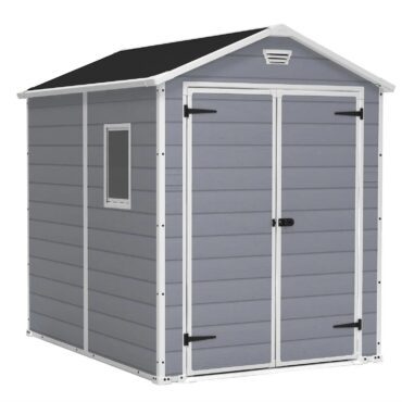 Keter 6′ x 8′ Manor Plastic Garden Storage Shed – Grey-oakleysgardenmachine- Free shipping