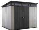 Keter 9’x 7′ Artisan Heavy Duty Plastic Pent Shed – Grey-oakleysgardenmachine- Free shipping