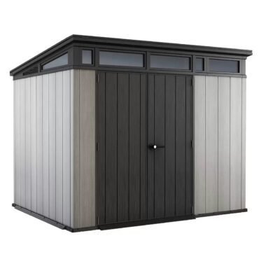 Keter 9’x 7′ Artisan Heavy Duty Plastic Pent Shed – Grey-oakleysgardenmachine- Free shipping