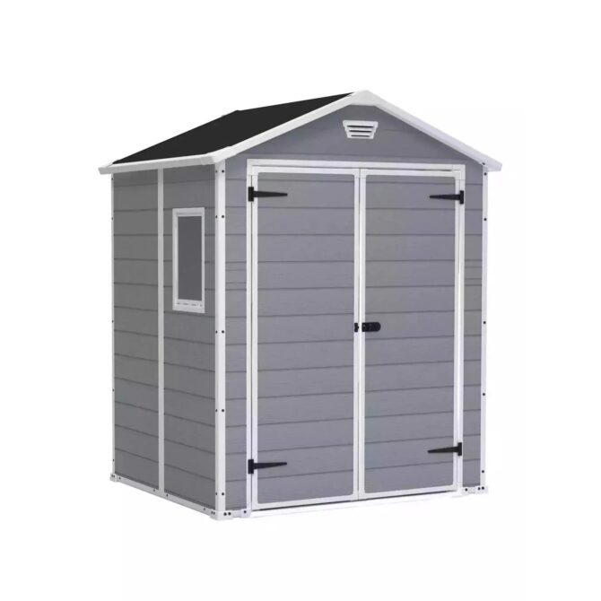 Keter 6′ x 5′ Manor Plastic Garden Storage Shed – Grey-oakleysgardenmachine- Free shipping