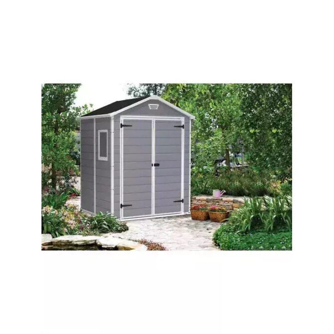 Keter 6′ x 5′ Manor Plastic Garden Storage Shed – Grey-oakleysgardenmachine- Free shipping