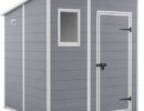 Keter 6′ x 6′ Manor Plastic Pent Garden Storage Shed – Grey-oakleysgardenmachine- Free shipping