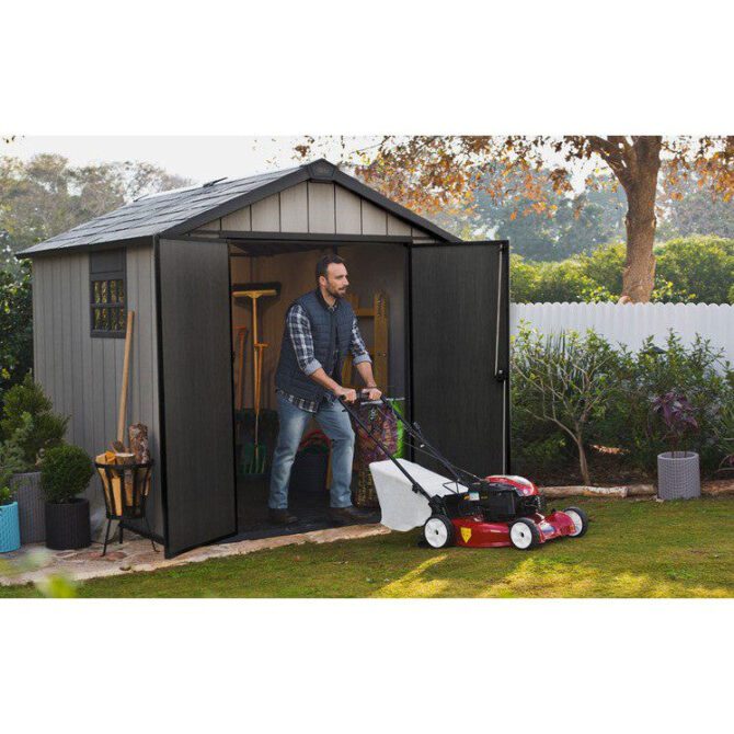 Keter 7.5′ x 9′ Oakland Heavy Duty Plastic Shed – Grey-oakleysgardenmachine- Free shipping