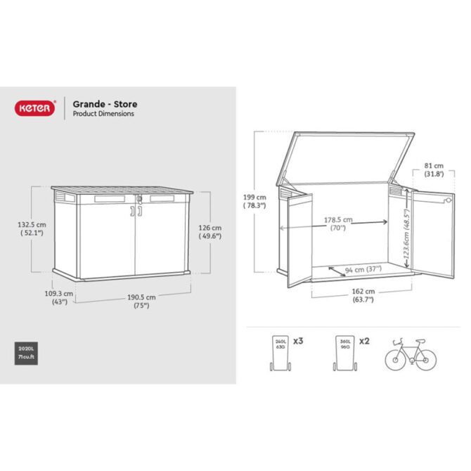 Keter 6′ x 3′ Oakland Grande Store Heavy Duty Plastic Shed – Grey-oakleysgardenmachine- Free shipping